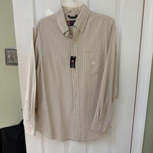 Chaps Men's Cream Striped Button Down Shirt